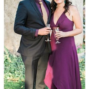 Dee Elly Ruffle Surplice Maxi High Low Dress